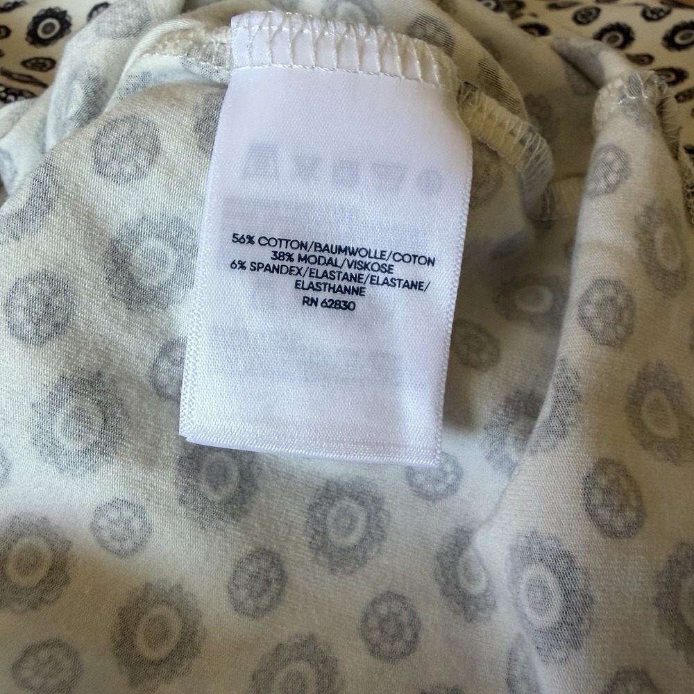 Lands' End Turtleneck Top Womens L Tall 14-16 White Black Floral Stretch Modal - Picture 6 of 7